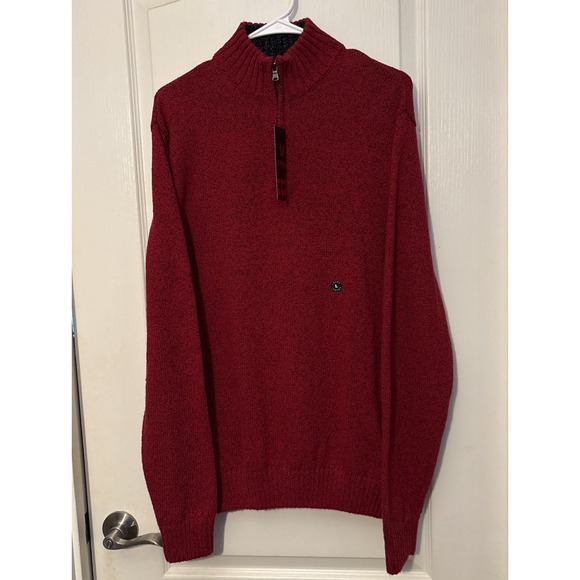 Chaps Other - NWT Chaps Men's Large Quarter Zip Sweater Red Twist Knit Pullover